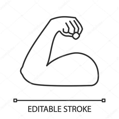 Icono Lineal Bíceps Flexionado Ilustración En Línea Delgada Emoji