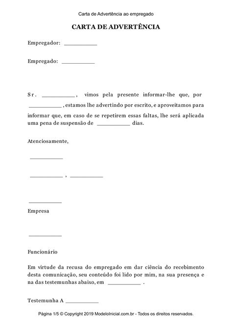 Modelo Advertência Por Falta Ao Trabalho Muitos Modelos