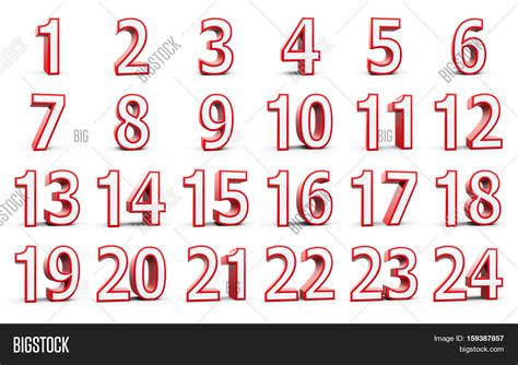 Red Numbers Set 1 24 Image And Photo Free Trial Bigstock