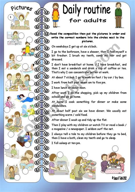daily routines for adults elementary with key esl worksheet by zsuzsapszi