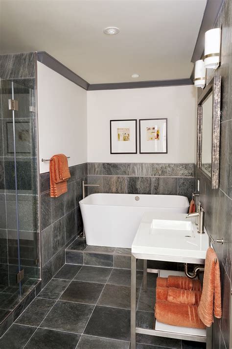 This kind of tile is durable, looks gorgeous, and increases stain resistance and smoothness. River slate bathroom | Slate bathroom, Bathroom design ...