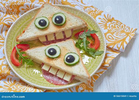 Funny Sandwich For Kids Lunch Stock Image Image Of Eating Meal 56615069