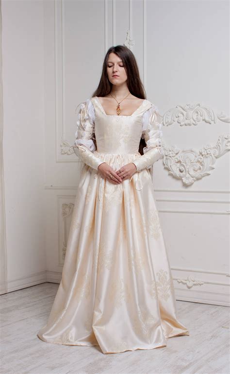 They are a reflection of the trends and elegance of the time period they were created. Renaissance Wedding Dress Ivory 15th Century Italian Gown ...