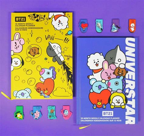 Bt21 Magnetic Bookmarks Notebooks And Calendar Daiso