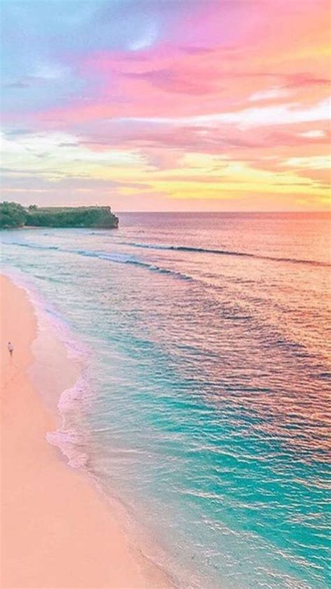 Wallpaper Vertical Pastel Colors Beach Sand Sea Behind The