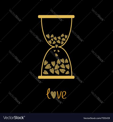 Love Hourglass With Hearts Inside Gold Sparkles Vector Image