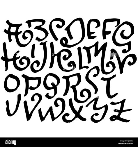 Simple alphabet letters. Handdrawn grunge ink font. Vector illustration