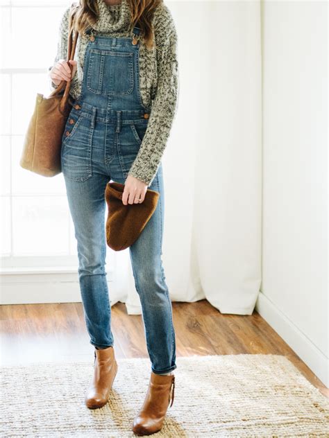 three ways to wear overalls in the fall