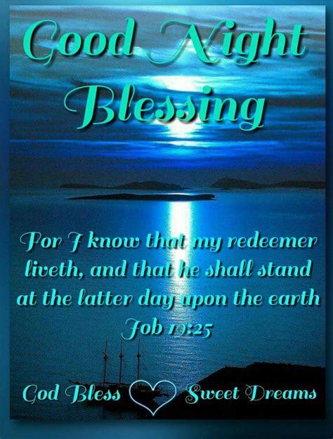 Goodnight Blessings (Job 19:25) | Good night blessings, Good night prayer, Good night