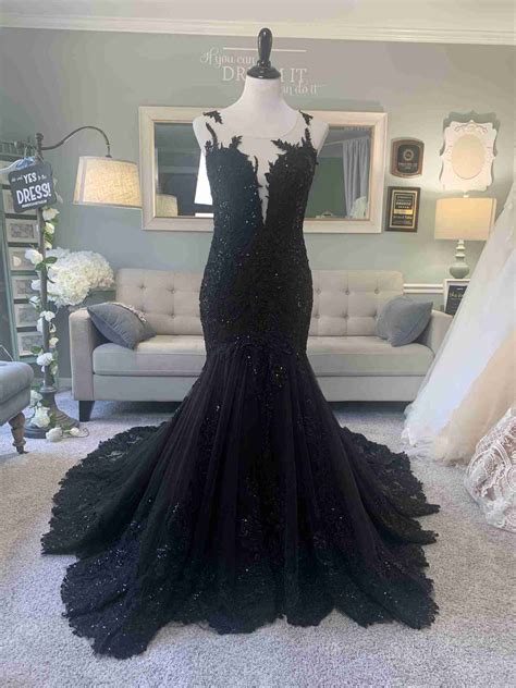 Mermaid Black Wedding Dress With Illusion Back By Brides Tailor Brides Tailor