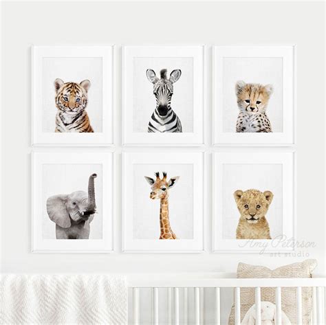 Baby Animal Prints For Nursery Safari Nursery Decor Nursery Etsy