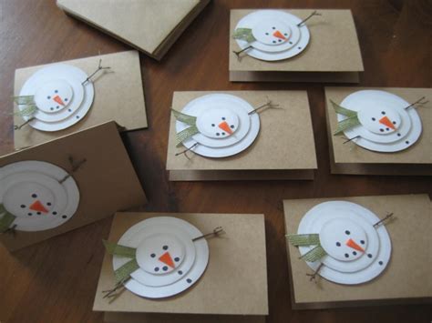 Handmade Christmas Cards Rustic Snowman Let It Snow Set Of