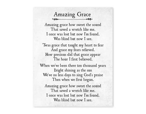 Amazing Grace Printable Lyrics Yea When This Flesh And Heart Shall