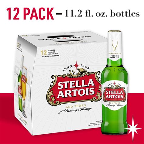 Stella Artois Lager 12 Pack Beer 112 Fl Oz Bottles