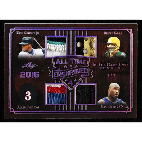 Ken Griffey Jr Allen Iverson Brett Favre Shaquille Oneal 2019 Itg Used Sports All Time