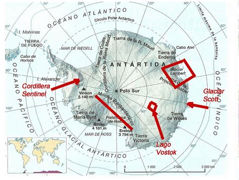 3º Diver Para El Examen Del Mapa De La Antártida