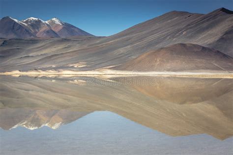 Salt Lake In Piedras Rojas Volcanic Landscape At Sunrise Atacama