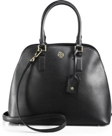 Tory Burch Robinson Saffiano Leather Open Dome Satchel In Black Lyst