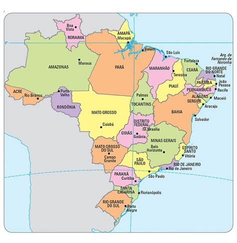 Geography Blog Map Of The Brazilian States And The Federal District Of Brasilia