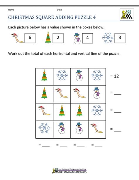 Math puzzles and problems with numbers. Christmas Math Worksheets