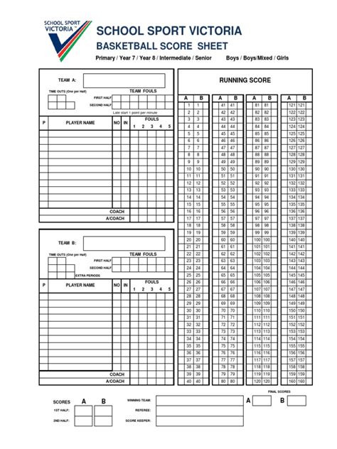 Pdf Printable Pdf Basketball Score Sheet Printable Templates