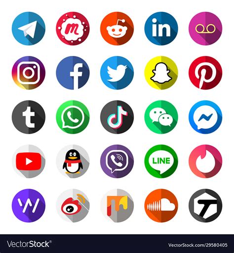 Choose from 26000+ social media graphic resources and download in the form of png, eps, ai or psd. Social media logo icon set on circle button Vector Image