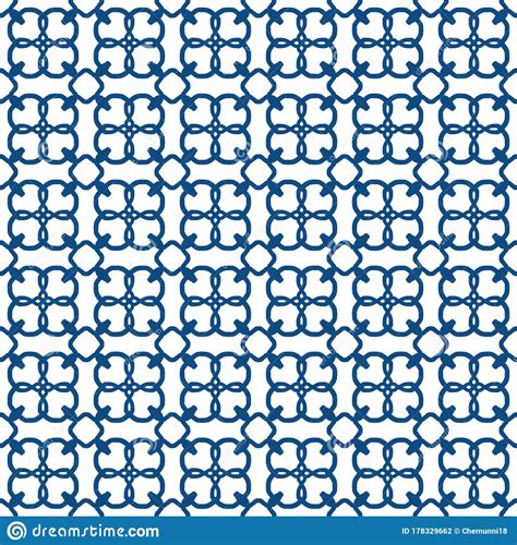 Seamless Geometric Blue Traingle Pattern In Classic Style Repeating