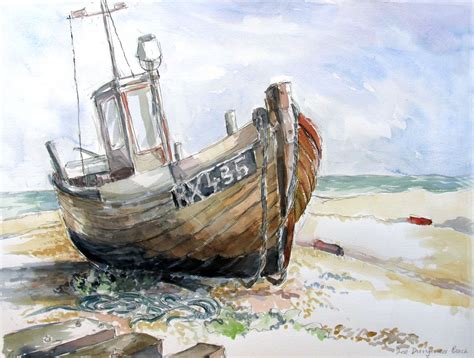 Seascapes Suewatercolours Boat Art Watercolor Boat Painting