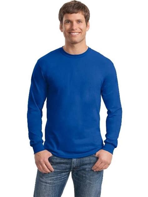 Gildan 5400 Mens Heavy 100 Percent Cotton Long Sleeve T Shirt Royal