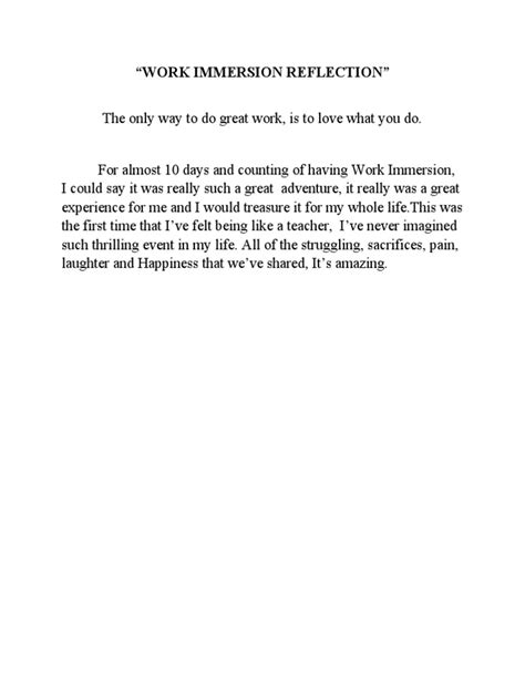 Work Immersion Reflection Pdf