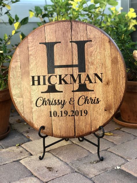 Lighted small batch barrel head has 8 holes, churchill downs reclaimed. Wedding Guest Book Whiskey Bourbon Barrel Head ...