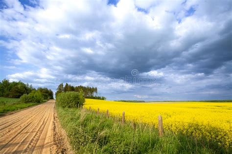 Beautiful Blue Sky With Clouds Over Field Landscape Poland Europe