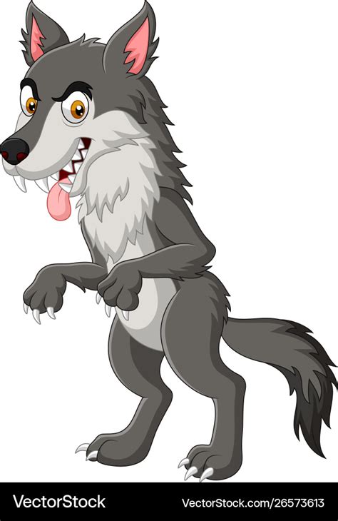 Cartoon Angry Wolf Isolated On White Background Vector Image