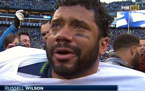 Russell Wilson Crying In Postgame Interview Video Larry Brown Sports