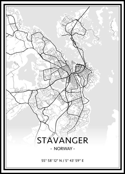 Map Of Stavanger Poster Nr1 Posteryard Nederland