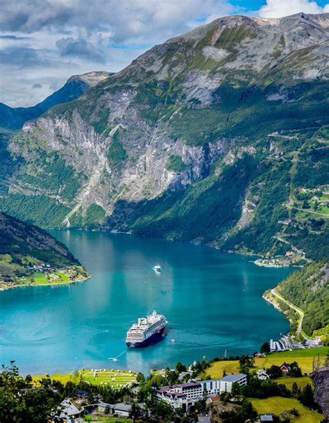 Geirangerfjord Fjord Norway With Its Remarkable Scenery Of Deep Blue