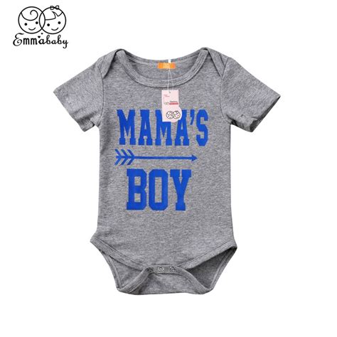 Emmababy Newborn Baby Boys Gray Bodysuit Mama Letter Cotton Clothes