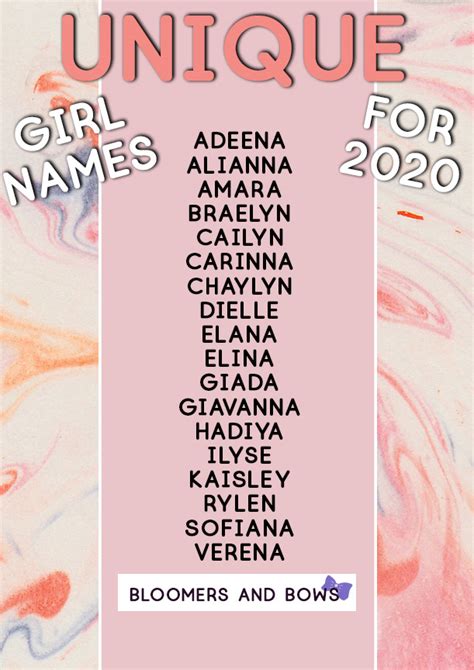 Other lockdown distractions influencing 2020's top baby names. Unique Baby Girl Names for 2020 | Bloomers and Bows | Baby ...