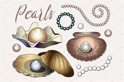 Pearls vector set | Custom-Designed Illustrations ~ Creative Market