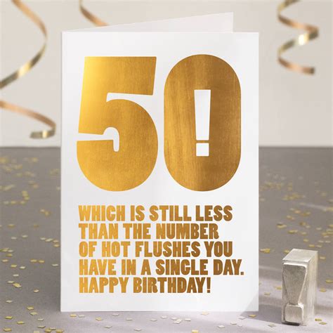 Funny 50th Birthday Card In Gold Foil By Wordplay Design