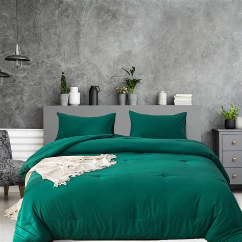 Jumeey Emerald Green Comforter Set Queen Dark Green Comforter Bedding Sets Full Men