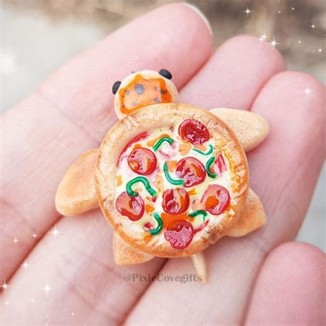 Kawaii Pepperoni Pizza Turtle Polymer Clay Charms Kawaii Etsy