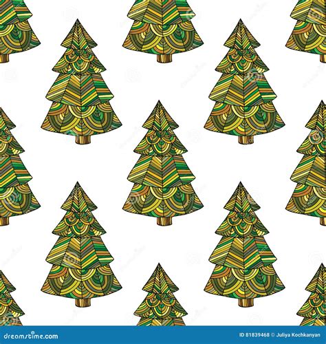 Seamless Pattern With The Image Of A Christmas Tree Stock Vector