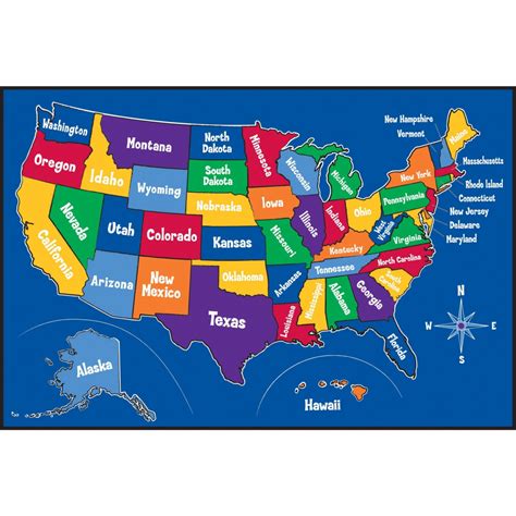 50 States Usa Map United States Map Colorful Map Childrens United