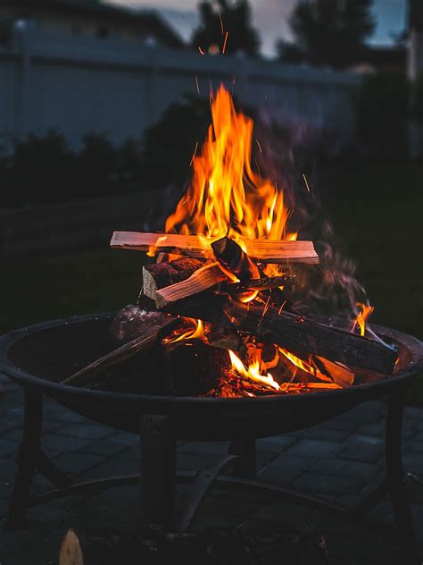 Hd Wallpaper Bonfire On Brown Steel Fire Pit During Sunset Wood