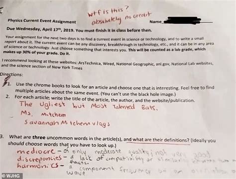Teacher Under Investigation For Writing Wtf Is This On Students
