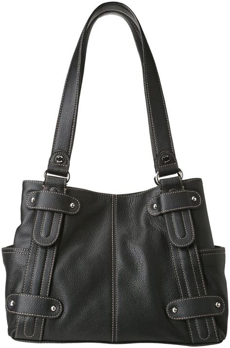 Tignanello Perfect Studded Shopper Tote Handbag Purse Black Shoulder