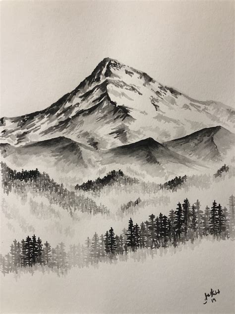 Mountain And Hills Watercolor Landscape Pencil Drawings Nature Art Drawings Pen Art Drawings