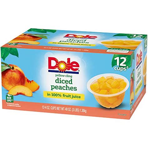 Dole Fruit Bowls Diced Peaches In 100 Fruit Juice 12 Count 4 Ounce