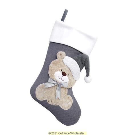 Personalised 3d Grey Bear Christmas Stocking So Sew Precious